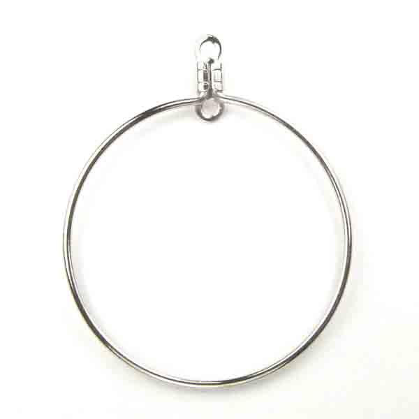 Silver Plate Hoop 32MM Hoop With 2 Seperate Loops For Hanging