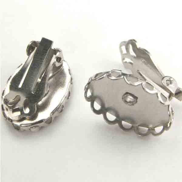 Silver Plate Lace Edge Clip On Setting for 18X13MM Stone