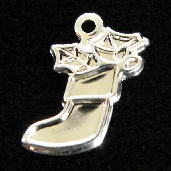 Silver Plate Left Facing 12x8MM Holiday Stocking