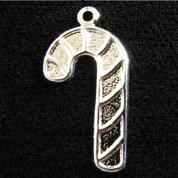 Silver Plate Left Facing 20x12MM Candy Cane