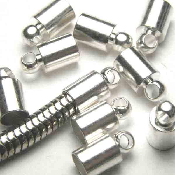Silver Plate Looped End Cap 4Mm