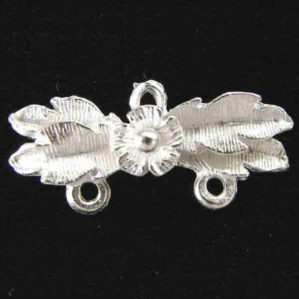 Silver Plate Plate 11x24MM 2 Strand Floral Backbar Connector