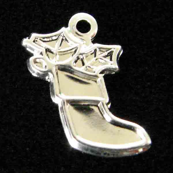 Silver Plate Right Facing 12x8MM Holiday Stocking