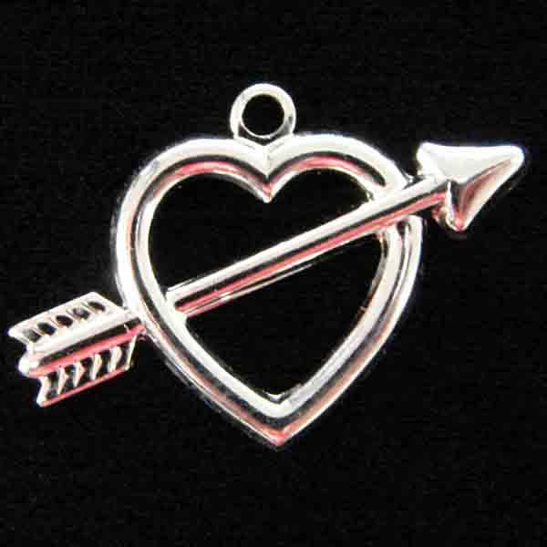 Silver Plate Right Facing 15MM Heart and Arrow