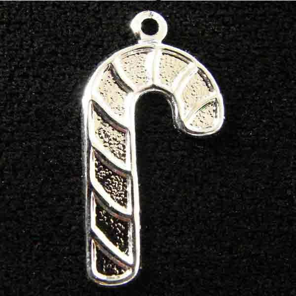 Silver Plate Right Facing 20x12MM Candy Cane