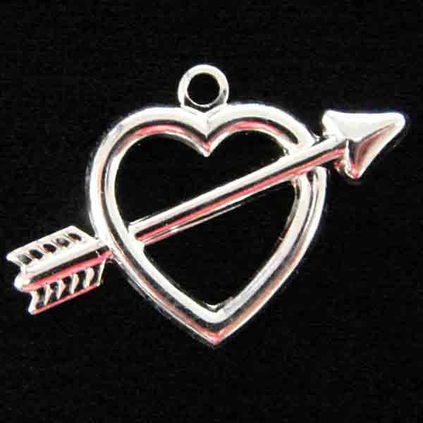 Silver Plate Right Facing 8MM Heart and Arrow
