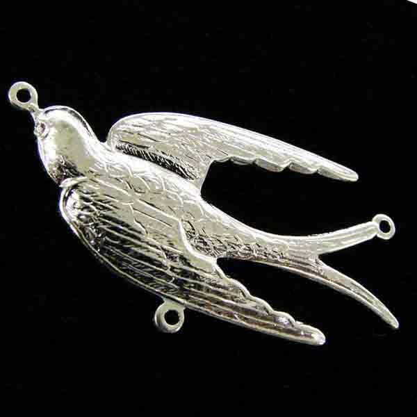 Silver Plate Swallow With 3 Loops 18MMx38MM