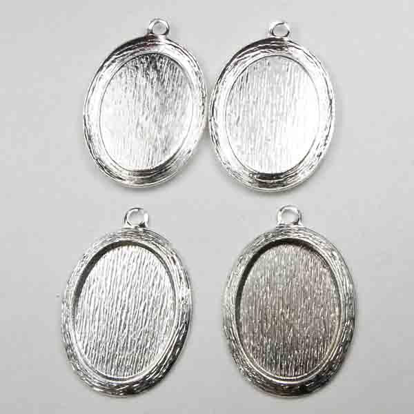 Silver Plate Textured 18X13MM Bezel Setting