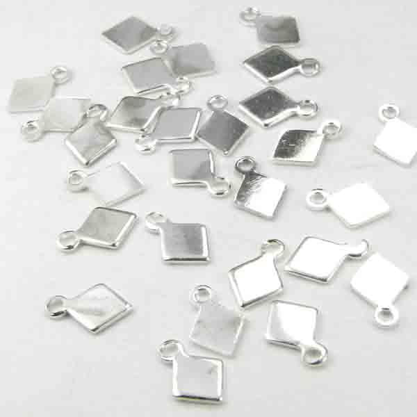 Silver Plate Thin 5MM Diamond Pendant Drop