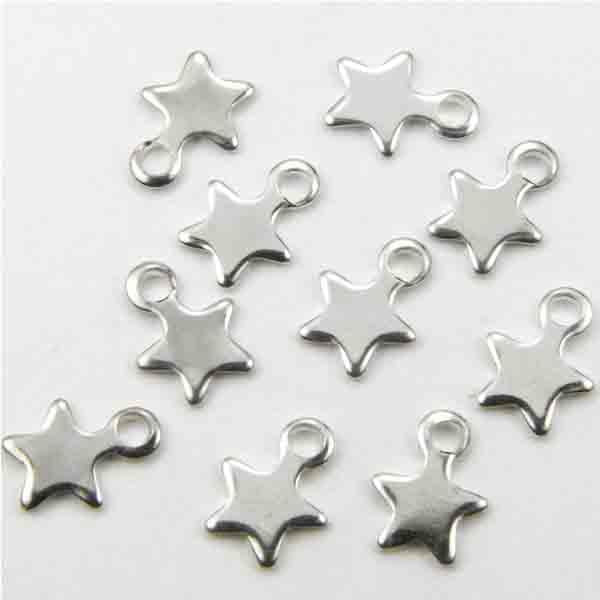 Silver Plate Thin 6MM Star Pendant Drop