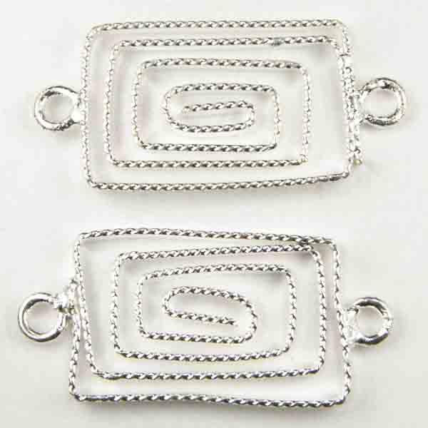 Silver Plate Wire Wound Rectangle 18x10MM Connector