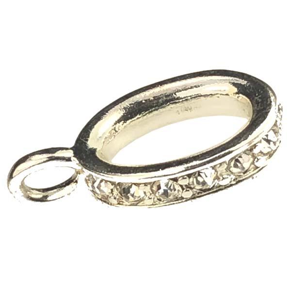 Gunmetal With Crystal Rhinestone 7x5MM Lobster Clasp Connector Ring