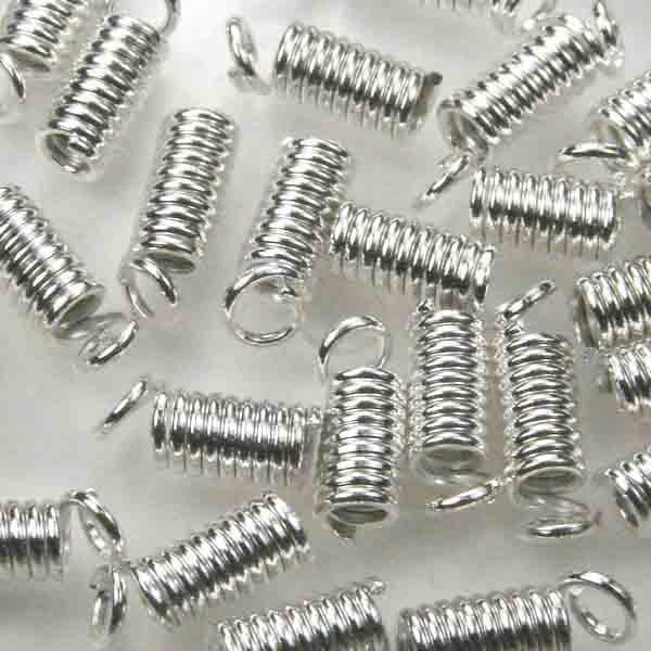 Silver Plate Wound Wire Cord End for 2MM Cord