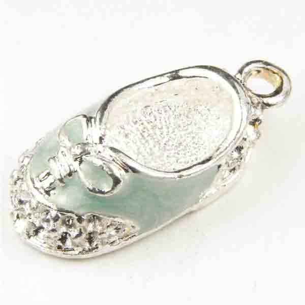 Silver Plate with Mint 20x11MM Laced Baby Shoe