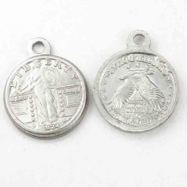 Silver Quarter 10MM Reproduction Coin Pendant
