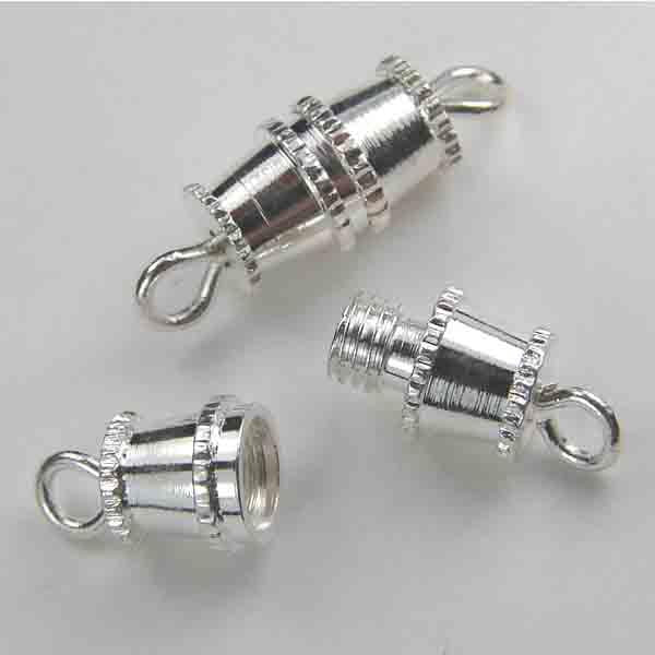 Silver Screw Barrel Clasp 16MM including loops