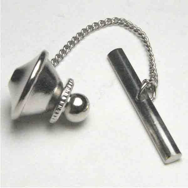 Silver Tie Tack Clutch with Bar and Chain - Main Image