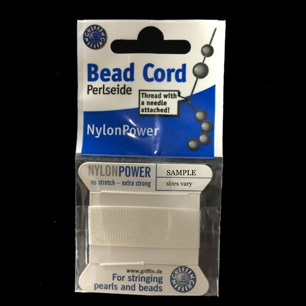 Size 2 White Griffin Nylon Bead Cord With Flex Needle