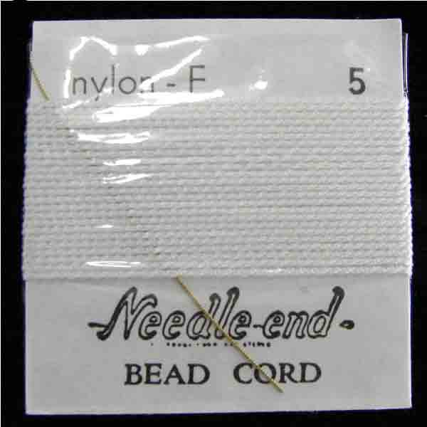 Size 5 White Needle End Nylon Bead Cord With Flex Needle