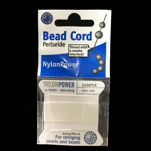 Size 8 White Griffin Nylon Bead Cord With Flex Needle