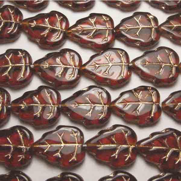 Smoked Topaz with Gold 15X12MM Leaf