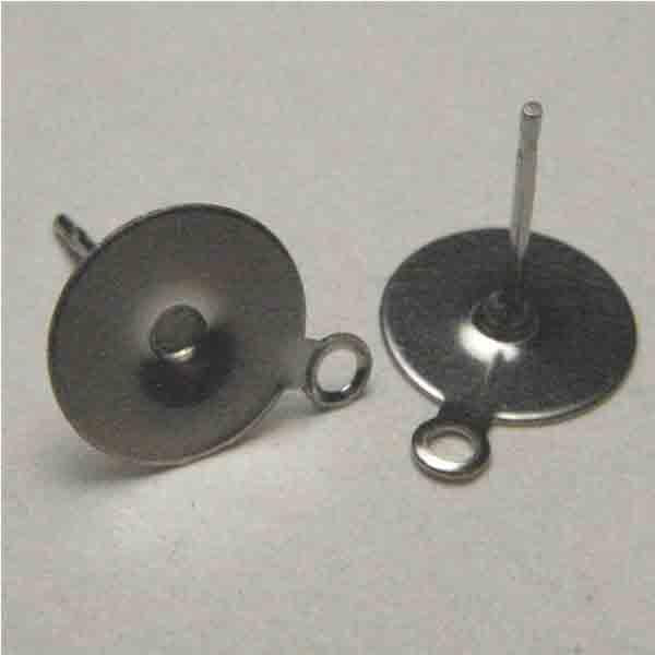 Stainless Steel Ear Post With 8MM Pad And Hangling Loop