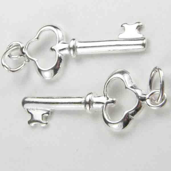 Sterling Silver 19X8 Openwork Key with Open Jump Ring