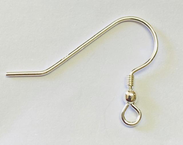 Sterling Silver 19x22MM Earwire With Coil and 3MM Ball