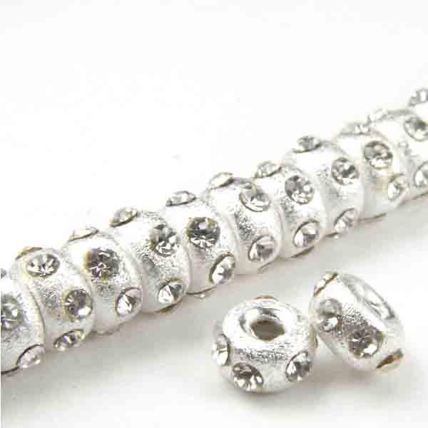 Sterling Silver 2x5MM Rhinestone Rondelle