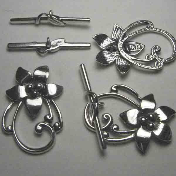 Sterling Silver 30x20MM Flower Toggle