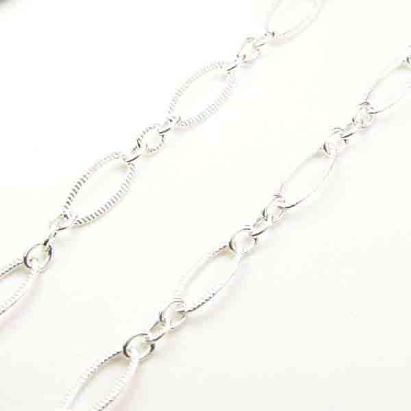 Sterling Silver 8x4MM Long Short Oval Chain