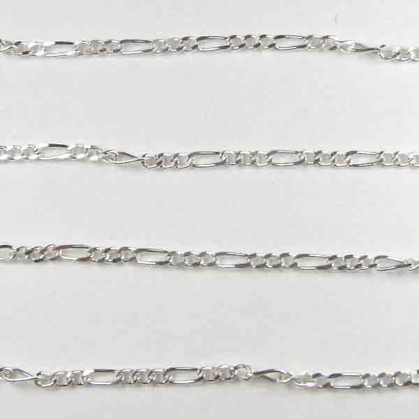 Sterling Silver Dapped Figaro Chain