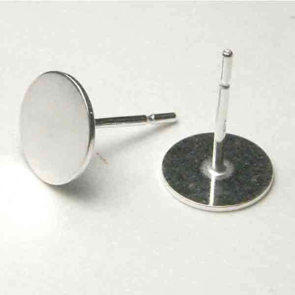 Sterling Silver Earring Post With 8MM Gluing Pad