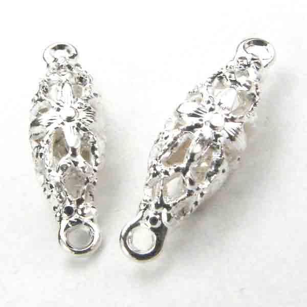 Sterling Silver Plate 12X5 Oval Filigree Connector