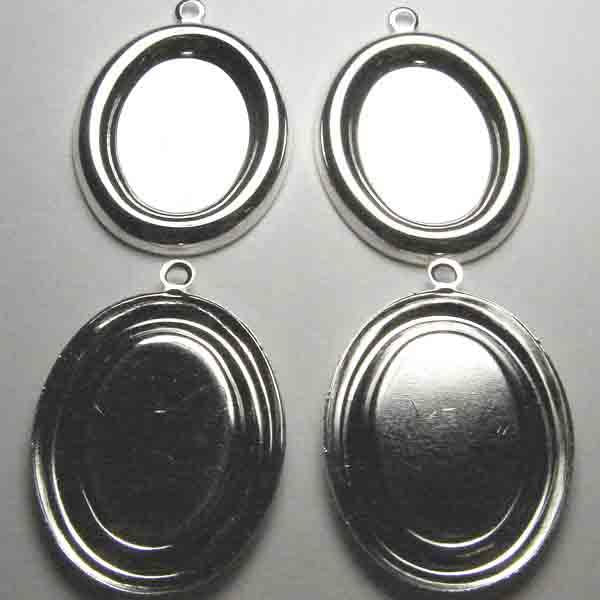 Sterling Silver Plate 18x13MM Setting With Rounded Rim
