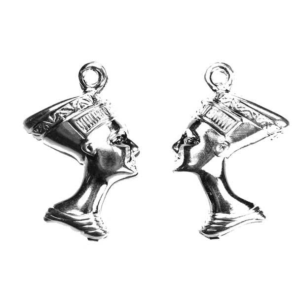 Sterling Silver Plate 3D Nefertiti Bust Charm 15X9MM