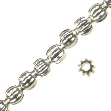 Sterling Silver Plate 3MM Corrugated (Melon) Bead