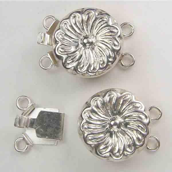 Sterling Sterling 11MM 2 Strand Flower Box Clasp