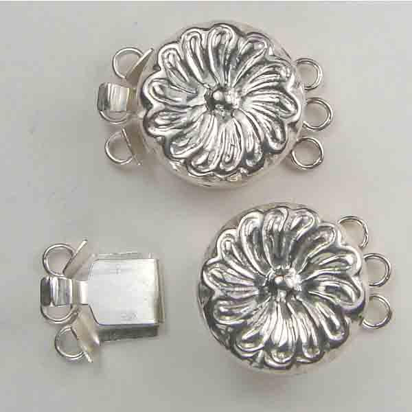 Sterling Sterling 11MM 3 Strand Flower Box Clasp