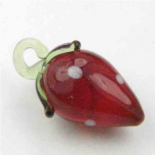 Strawberry Blown Glass 20x11MM Pendant