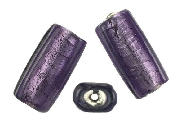 Tanzanite Silver Foil Lined 25x11MM Rectangle With 2MM Large Hole