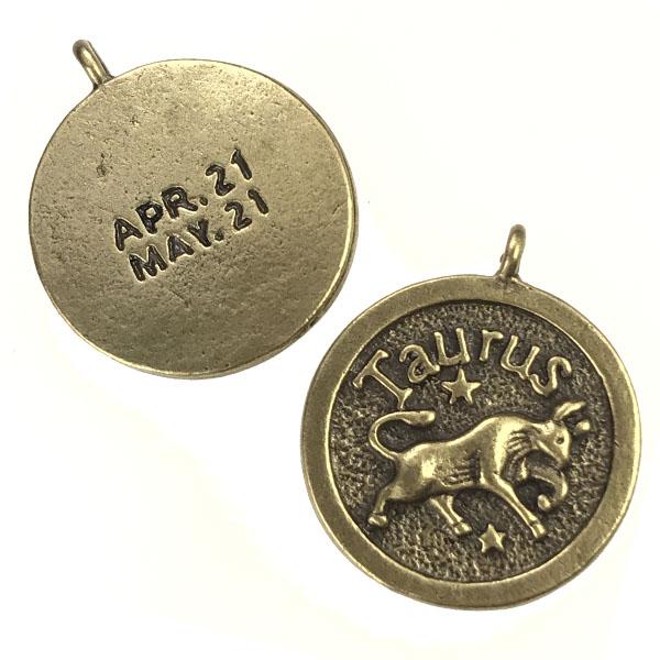 Taurus 24MM Antique Brass Plate Coin Pendant