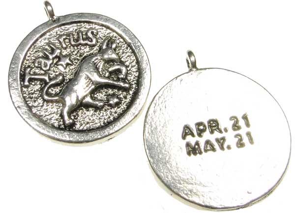 Taurus 24MM Antique Silver Plate Coin Pendant