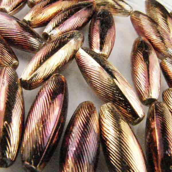 Textured Metalized Plastic Rosy Gold 19X6MM Oval