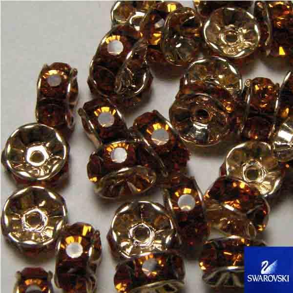 Topaz/Gold Swarovski Crystal Rhinestone Rondelle