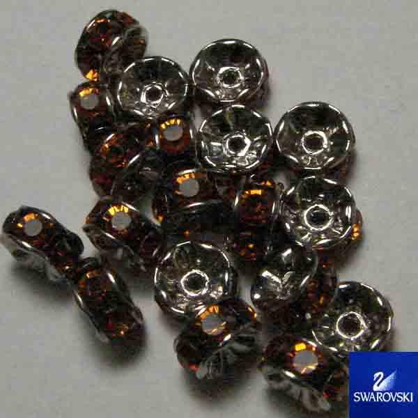 Topaz/Silver 6MM Swarovski Crystal Rhinestone Rondelle