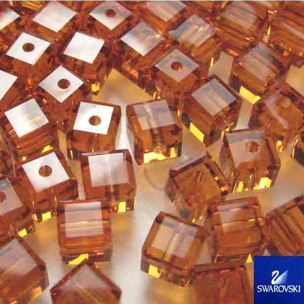 Topaz 4MM Swarovski 5601 Cube Bead