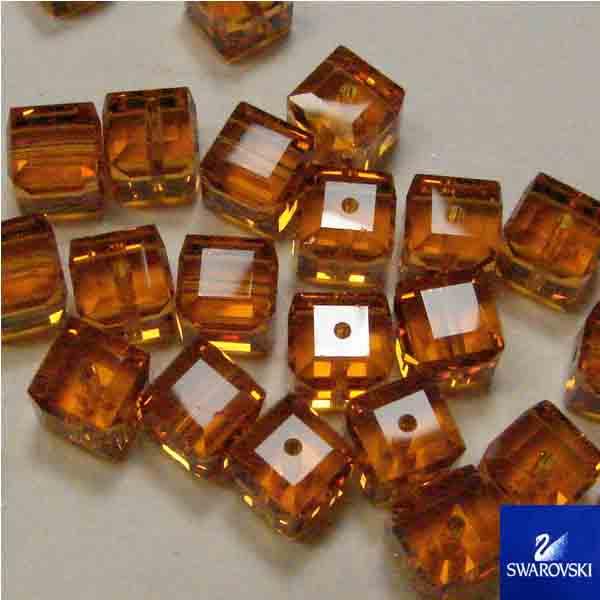 Topaz 6MM Cut Cube Swarovski