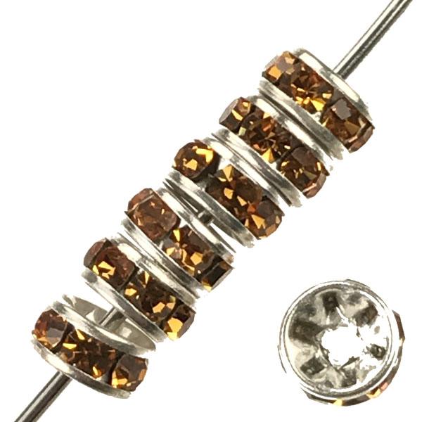 Topaz Silver 5MM Swarovski Rhinestone Rondelle
