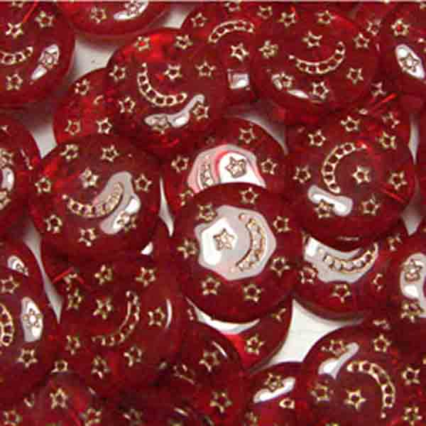 Translucent Ruby Linsin with Gold Stars